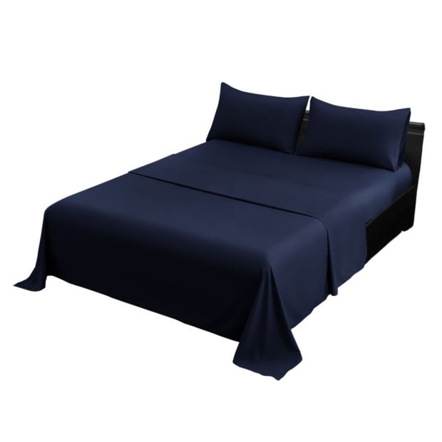 1000 Thread Count Cotton Rich King Bed Sheets 4-Piece Set - Navy Image 3