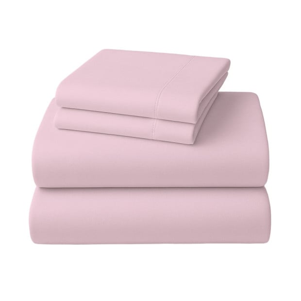 1000 Thread Count Cotton Rich Queen Bed Sheet Set 4-Piece Gift Pack in Pink Image 2