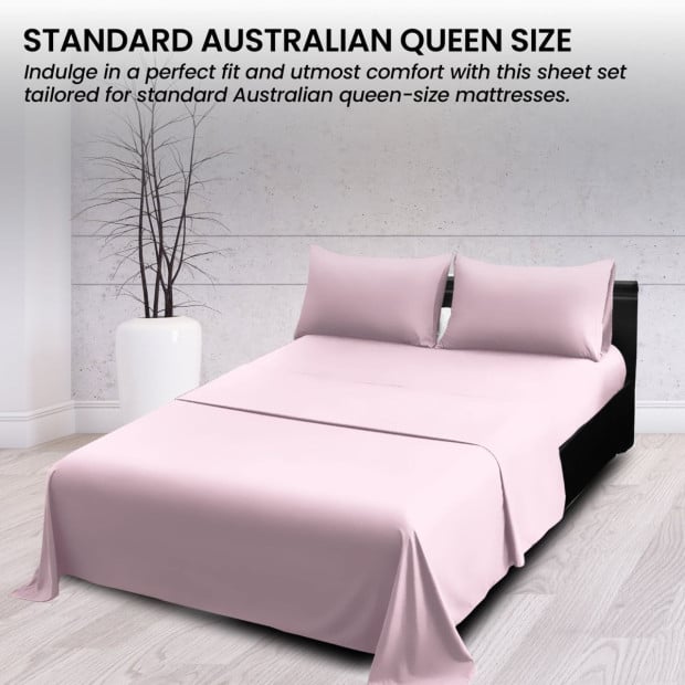 1000 Thread Count Cotton Rich Queen Bed Sheet Set 4-Piece Gift Pack in Pink Image 4