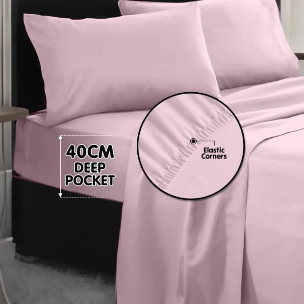 1000 Thread Count Cotton Rich Queen Bed Sheet Set 4-Piece Gift Pack in Pink Image 8