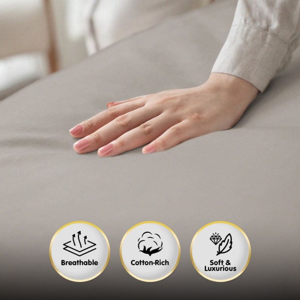 1000 Thread Count Cotton Rich King Bed Sheets 4-Piece Set - Silver Image 4