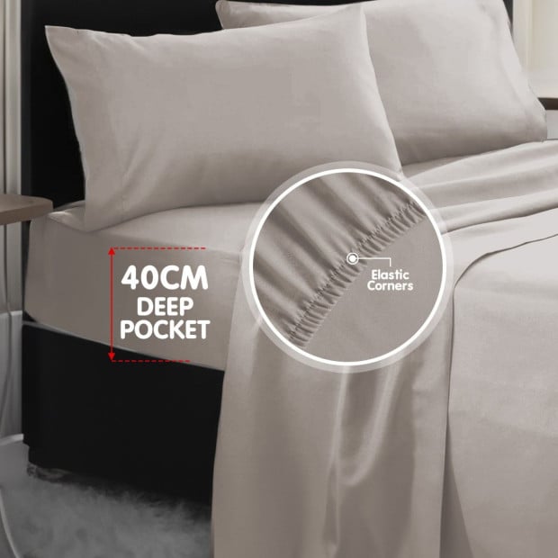 1000 Thread Count Cotton Rich King Bed Sheets 4-Piece Set - Silver Image 6