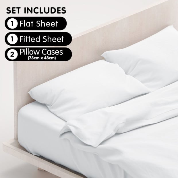1000 Thread Count Cotton Rich King Bed Sheets 4-Piece Set - White Image 5