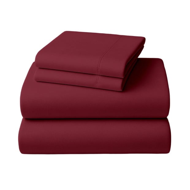 1000 Thread Count Cotton Rich Queen Bed Sheet Set 4-Piece Gift Pack in Burgundy Image 2