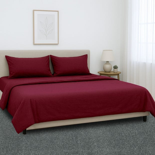 1000 Thread Count Cotton Rich Queen Bed Sheet Set 4-Piece Gift Pack in Burgundy Image 9