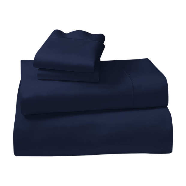 1000 Thread Count Cotton Rich Queen Bed Sheets 4-Piece Set - Navy Image 3