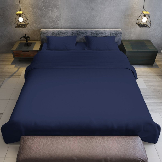 1000 Thread Count Cotton Rich Queen Bed Sheet Set 4-Piece Gift Pack in Navy Image 8