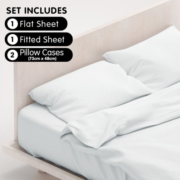 1000 Thread Count Cotton Rich Queen Bed Sheets 4-Piece Set - Pale Blue Image 5