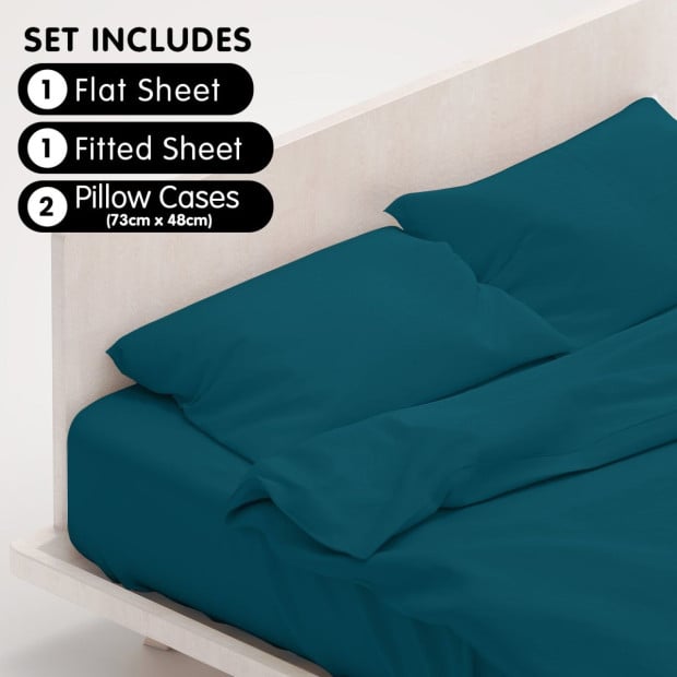 1000 Thread Count Cotton Rich Queen Bed Sheets 4-Piece Set - Teal Image 5