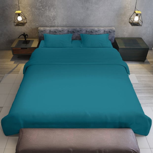 1000 Thread Count Cotton Rich Queen Bed Sheets 4-Piece Set - Teal Image 7