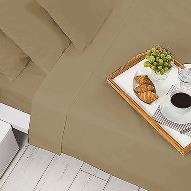 1000 Thread Count Cotton Rich Queen Bed Sheet Set 4-Piece Gift Pack in Taupe Image 4
