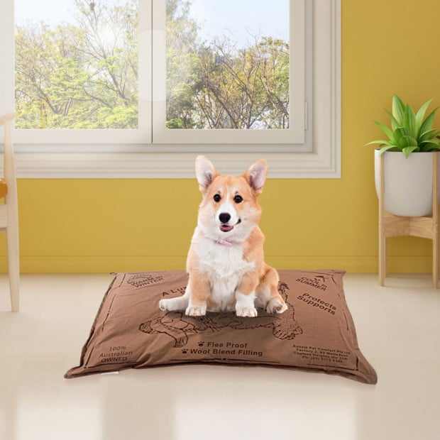 Aussie Made Comfy Pet Futon Dog 74cm Wool Blend Small - Brown Image 4