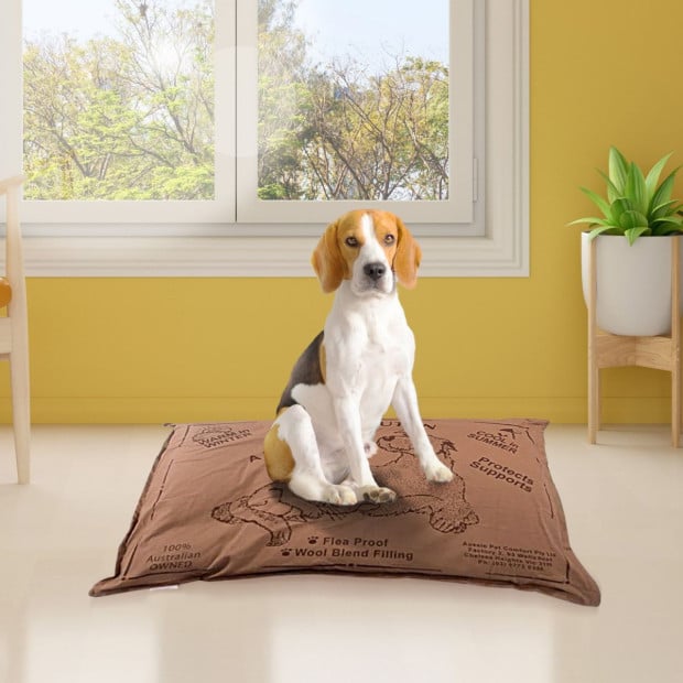 Aussie Made Comfy Pet Futon Dog 90cm Wool Blend Medium - Brown Image 4
