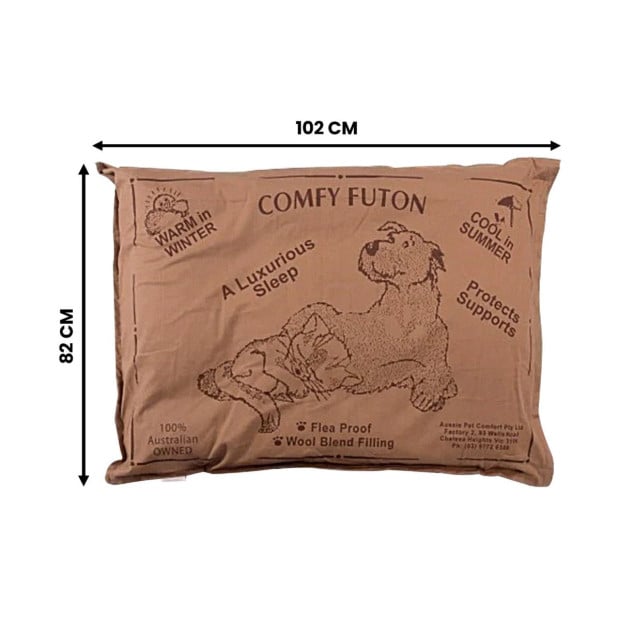 Aussie Made Comfy Pet Futon Dog 102cm Wool Blend Large - Brown Image 3