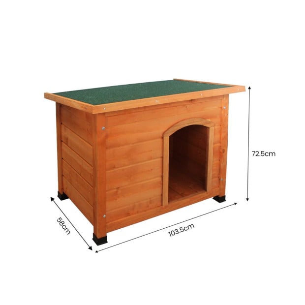 Little Buddies Wooden Flat Roof Dog Kennel - Medium Image 5