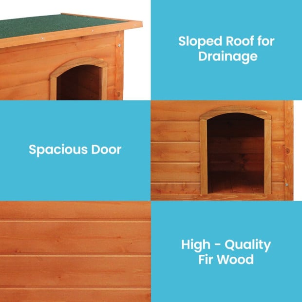 Little Buddies Wooden Flat Roof Dog Kennel - Medium Image 6