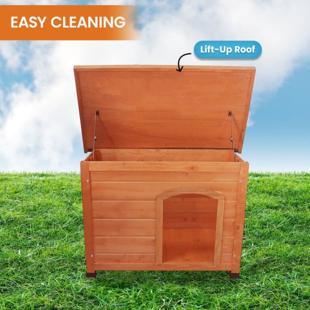 Little Buddies Wooden Flat Roof Dog Kennel - Medium Image 7