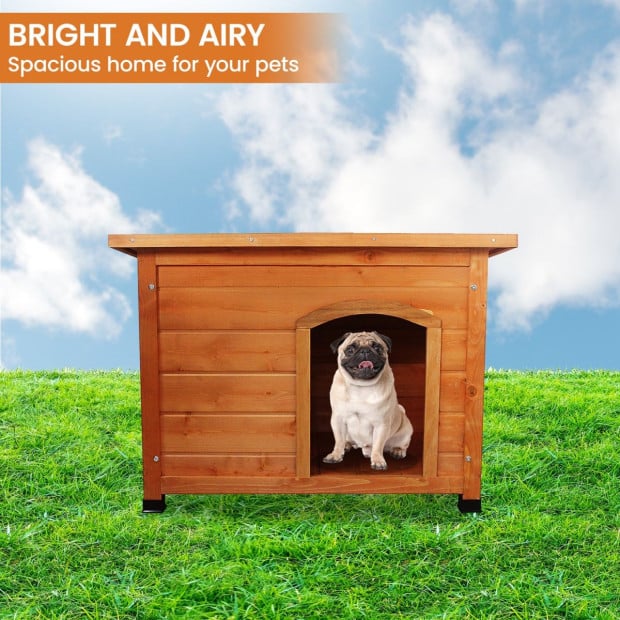Little Buddies Wooden Flat Roof Dog Kennel - Medium Image 9
