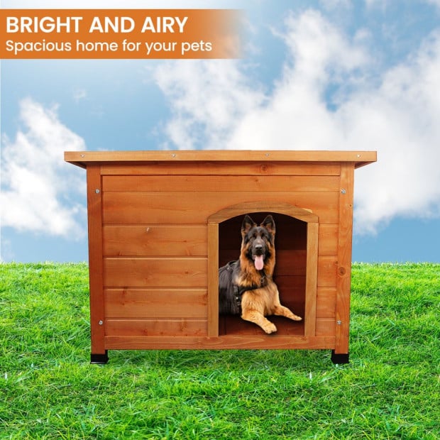 Little Buddies Wooden Flat Roof Dog Kennel - Large Image 9