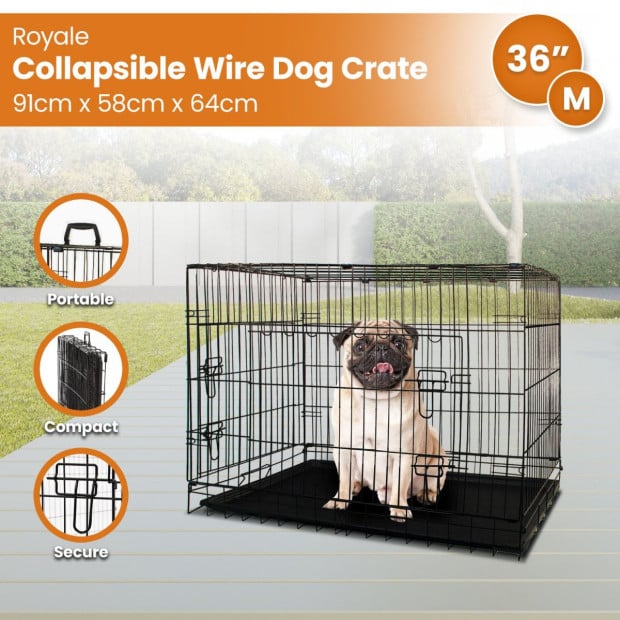 Royale 36in Foldable Pet Wire Dog Crate - Medium Image 10