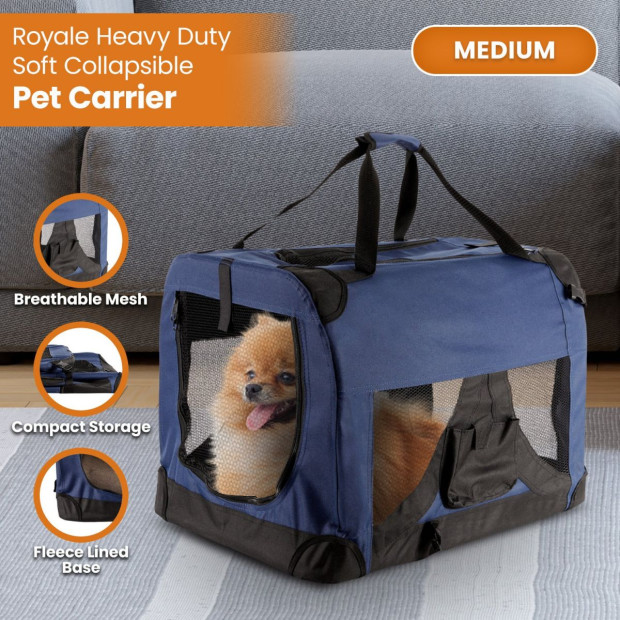 Royale Heavy Duty Soft Collapsible Pet Carrier - Medium Image 12
