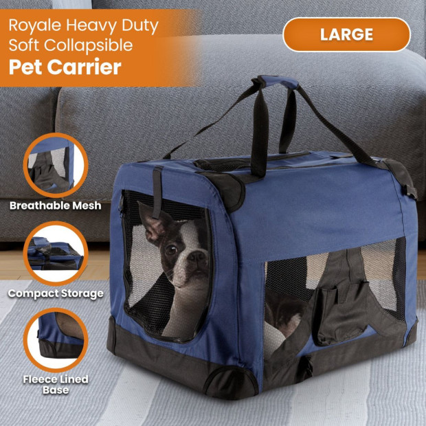Royale Heavy Duty Soft Collapsible Pet Carrier - Large Image 10