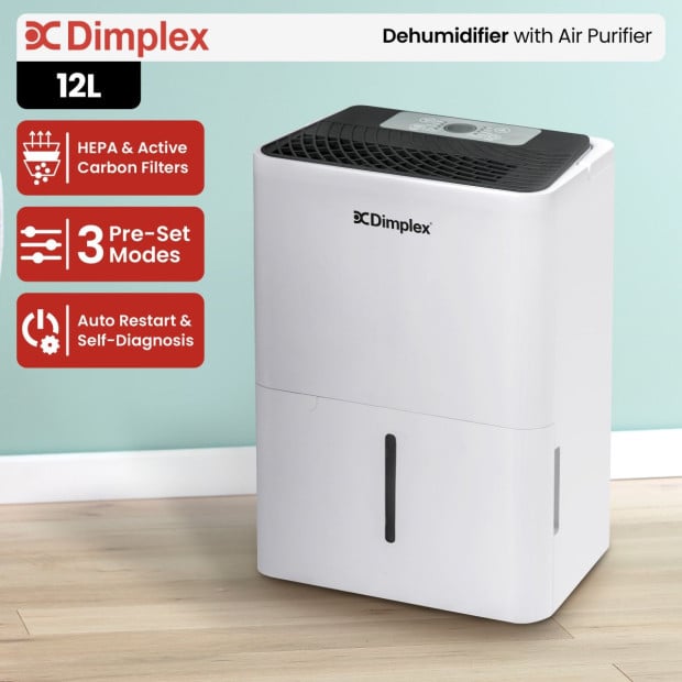 Dimplex 12L Portable Dehumidifier with Air Purifier