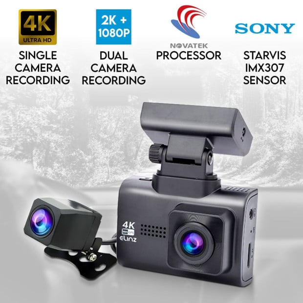 4K 2K Dual Dash Cam WiFi GPS Car Dashboard Camera WDR Hud Charger Image 2