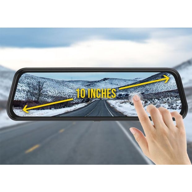 10in Rearview Mirror 1080p Touch Screen Car Dash Cam Reversing Camera Image 2