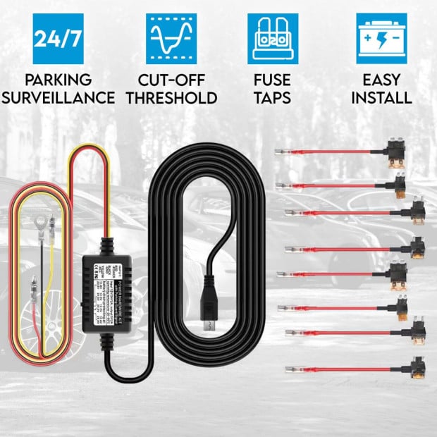 Car Dash Camera Parking Mode Adjustable Hardwire Kit Image 2