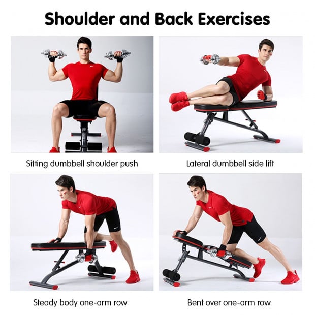 Powertrain Home Gym Bench Adjustable Flat Incline Decline FID Image 11