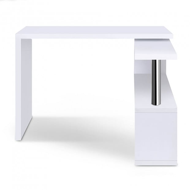 Office Computer Desk Corner Table w/ Bookshelf White Image 5