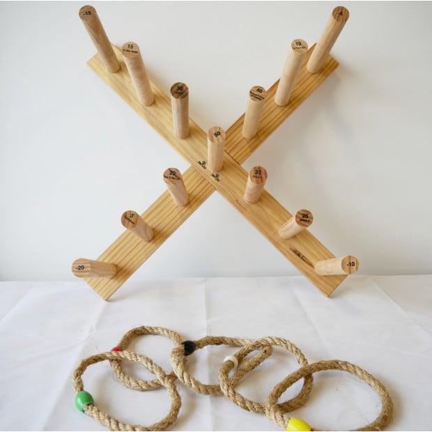 Giant Wooden Rope Ring Toss Quoits Outdoor Game Set Image 3