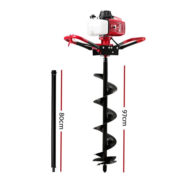 Petrol Post Hole Digger 92cc Drill Borer Fence Extension Auger Bits Image 2