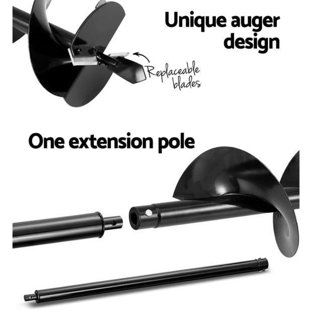 Petrol Post Hole Digger 92cc Drill Borer Fence Extension Auger Bits Image 7