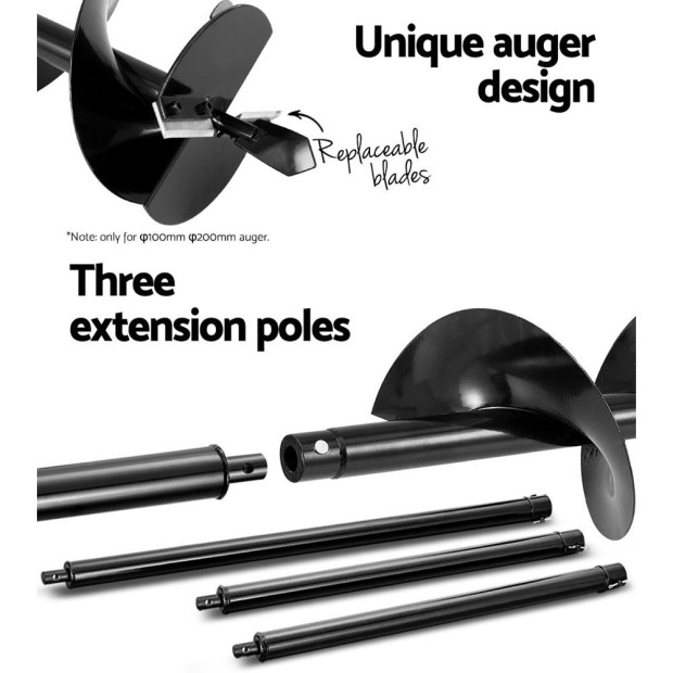 Post Hole Digger 92cc Petrol Motor Drill Fence Extension Auger Bits Image 7