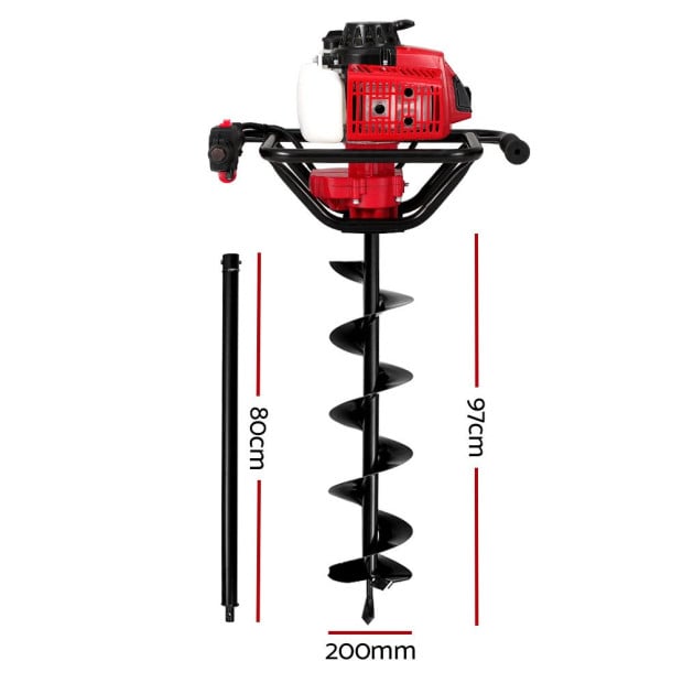 80cc Petrol Post Hole Digger Diggers Earth Auger Fence Borer Drill Bit Image 2