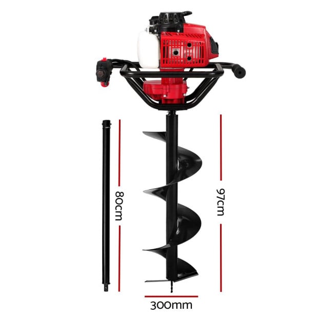 Post Hole Digger 80cc Petrol Earth Auger Fence Borer Drill Bit Image 2