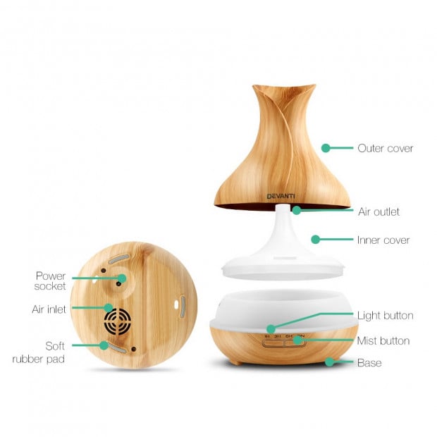 400ml 4-in-1 Aroma Diffuser Light Wood Image 4