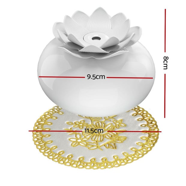 Aromatherapy Diffuser Ceramic Essential Oils Air Humidifier Lotus Image 2