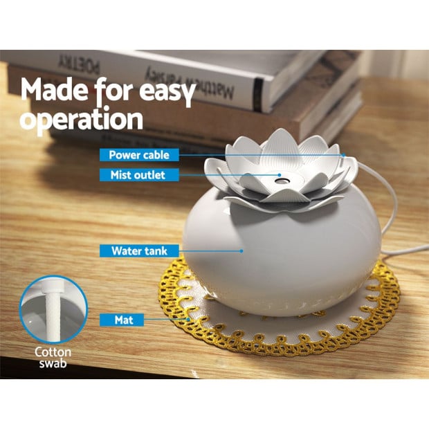 Aromatherapy Diffuser Ceramic Essential Oils Air Humidifier Lotus Image 5