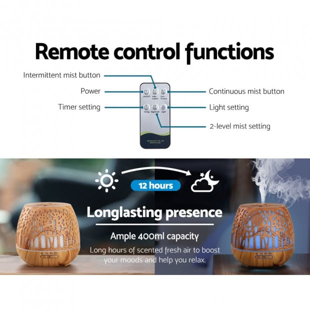 Aroma Diffuser Humidifier Essential Oil Cool Mist Remote Control 400ml Image 4