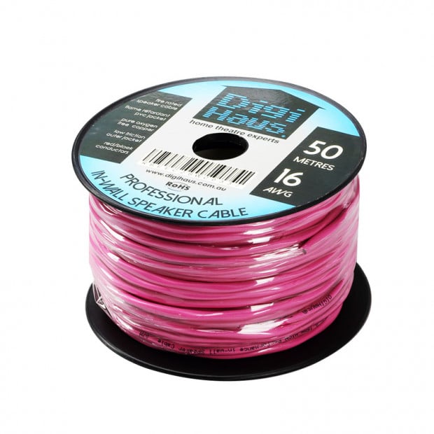 50m Premium In-Wall Speaker Cable, 16 AWG,Fire Rated