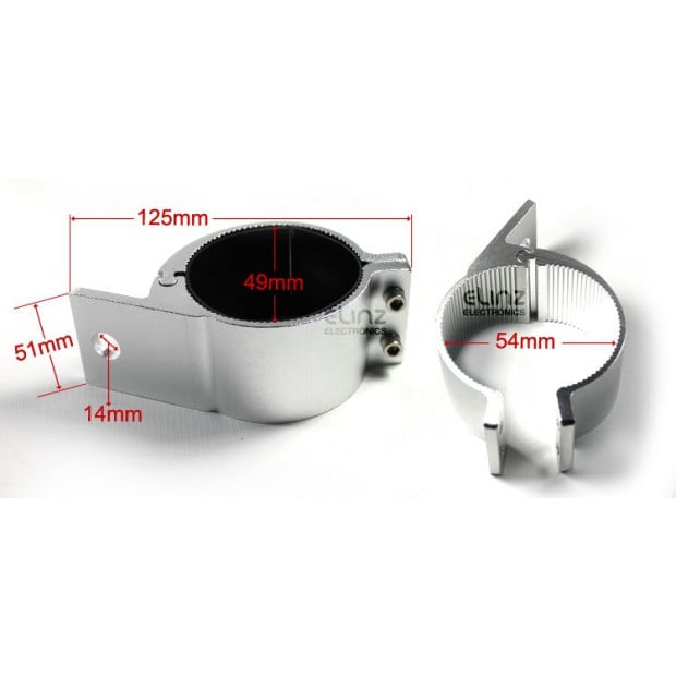 Pair 49-54mm Bullbar Mounting Bracket Clamp LED Light Bar - Silver Image 5