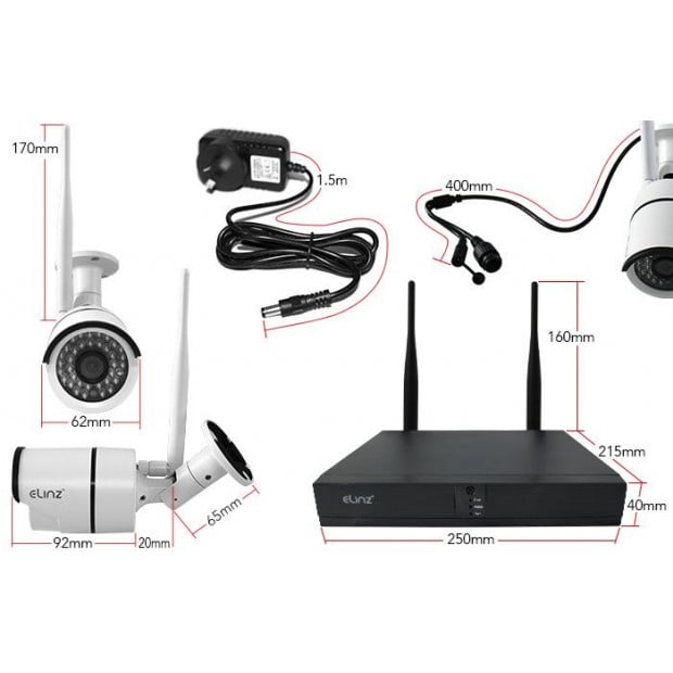 Elinz 4ch Cctv Wireless Security System 2mp Ip Wifi 2x Camera 1080p Image 7