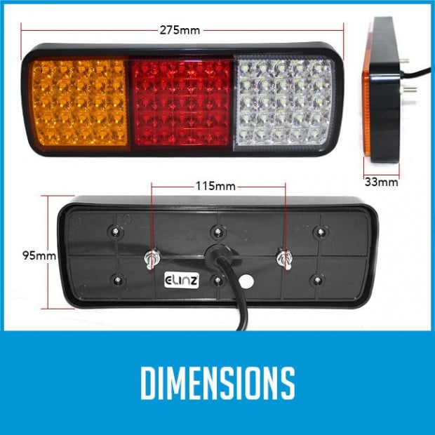 Elinz 2x Led Trailer Light Reverse Indicator Brake Tail Lights Image 7