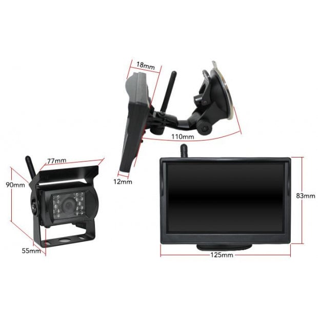 5In Car Wireless Reversing Camera Monitor Rear View Kit Image 3