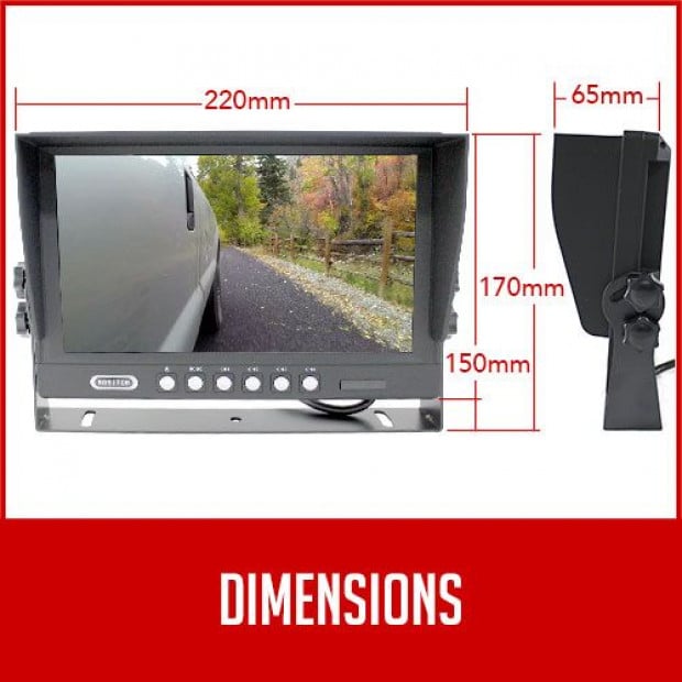 Elinz 9In Split screen Monitor 4pin Rearview 12v/24v Sunshade Inputs Image 6