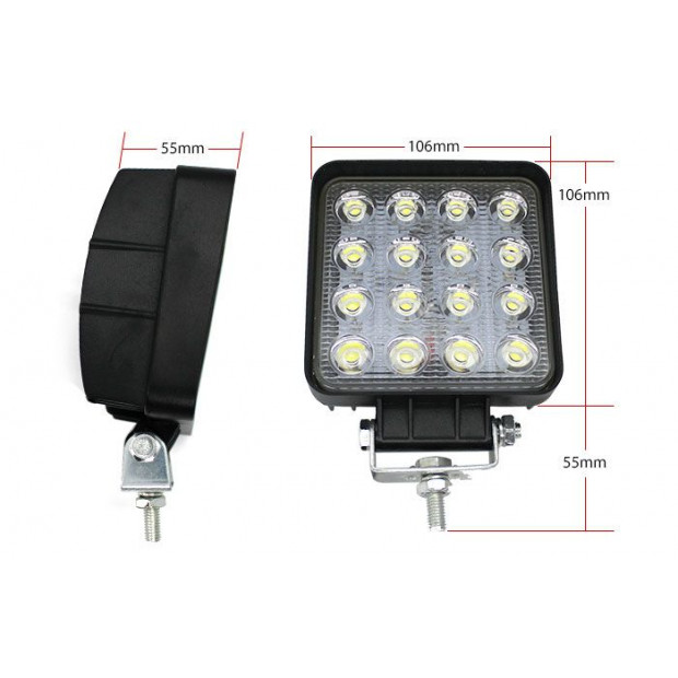 2x 4In Led Work Light Square 60 Flood Lamp 96w Ip67 Offroad Tractor Image 6