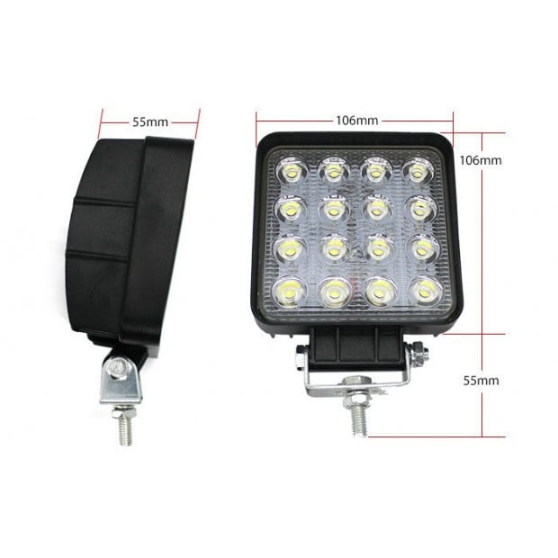 48w Led Work Light Square 60 Flood Lamp Fog Ip67 Tractor Jeep 12v 24v Image 6